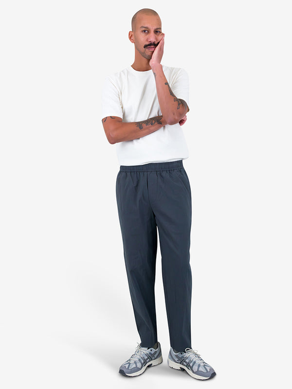 Folk Assembly Trouser in Navy Mini Stripe