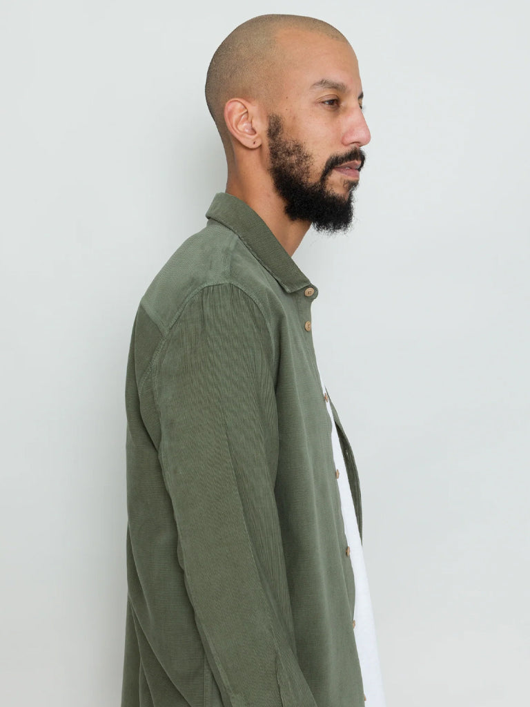 Folk Direction Babycord Shirt in Olive