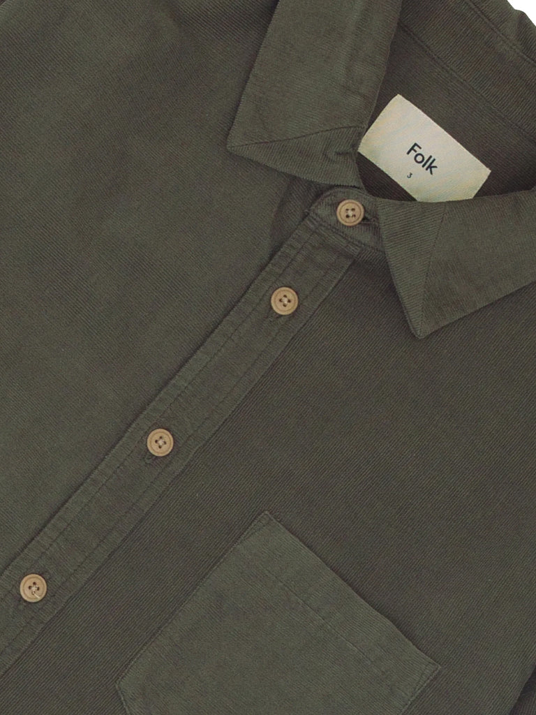 Folk Direction Babycord Shirt in Olive