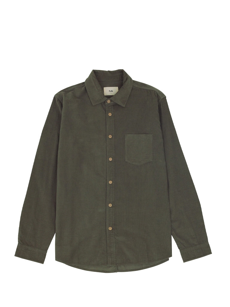 Folk Direction Babycord Shirt in Olive