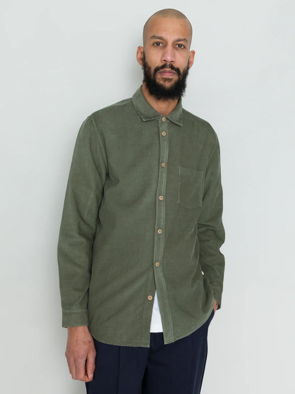 Folk Direction Babycord Shirt in Olive