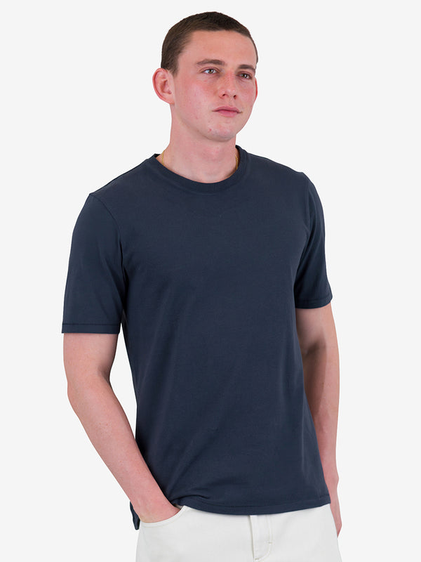 Folk Contrast Sleeve T-Shirt in Charcoal