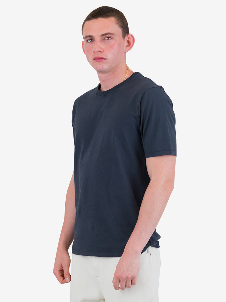 Folk Contrast Sleeve T-Shirt in Charcoal