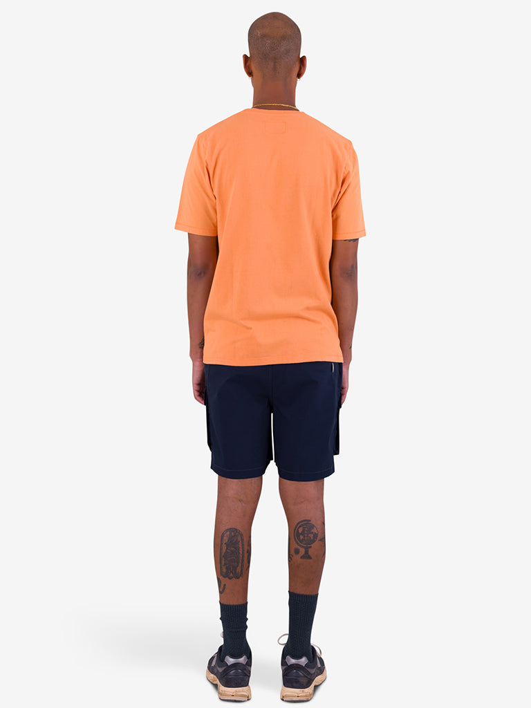 Folk Contrast Sleeve T-Shirt in Faded Orange