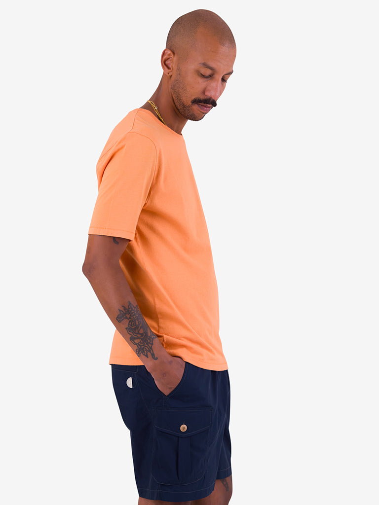 Folk Contrast Sleeve T-Shirt in Faded Orange