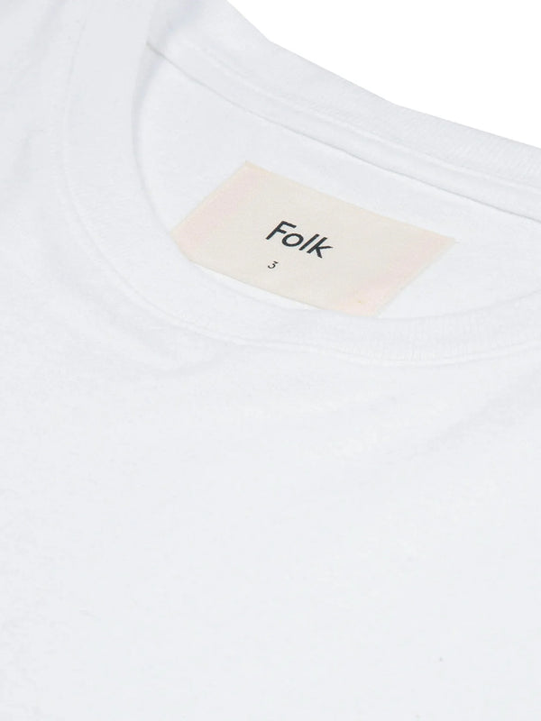 Folk Contrast Sleeve T-Shirt in White