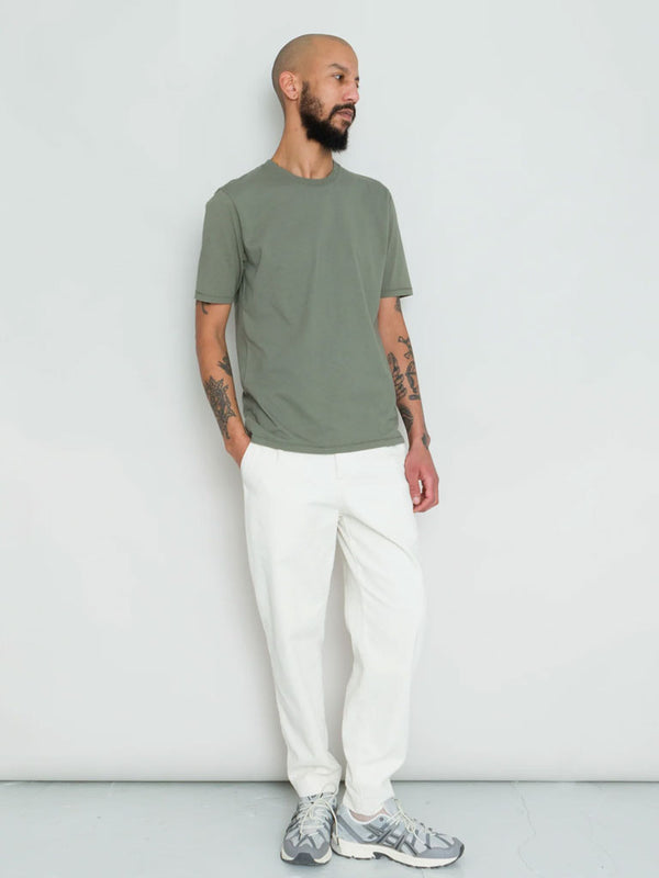 Folk Contrast Sleeve Tee in Dark Sage