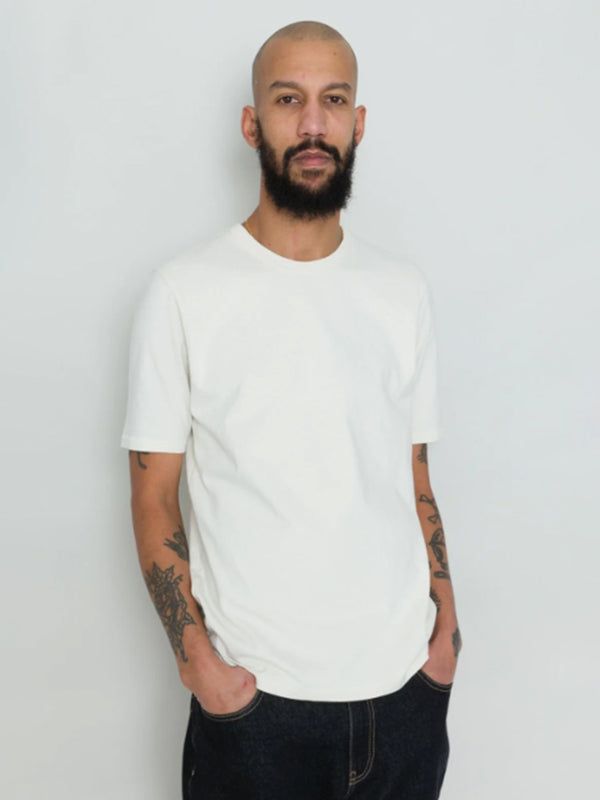 Folk Contrast Sleeve Tee in Ecru