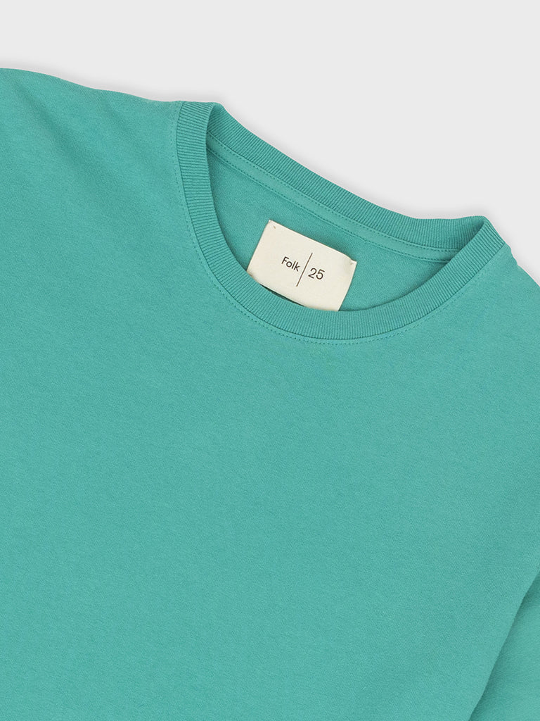 Folk Contrast Sleeve Tee in Tropical Green