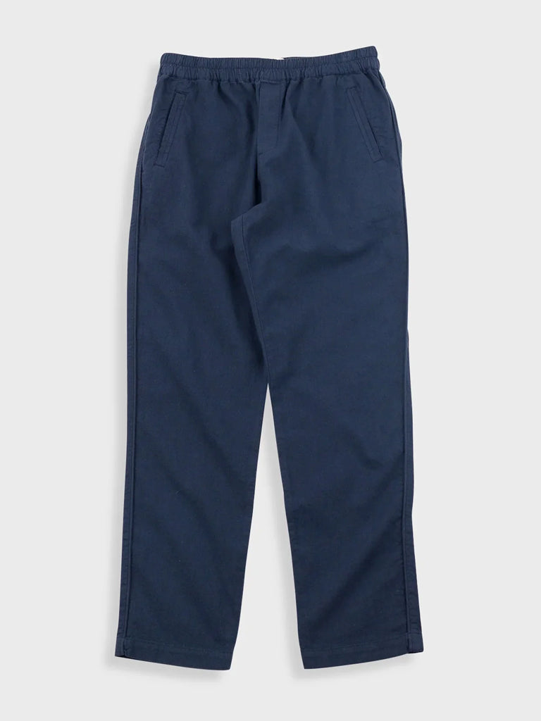 Folk Cotton Linen Drawcord Trouser in Soft Navy