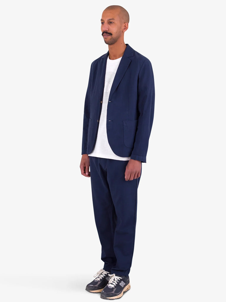 Folk Cotton Linen Drawcord Trouser in Soft Navy