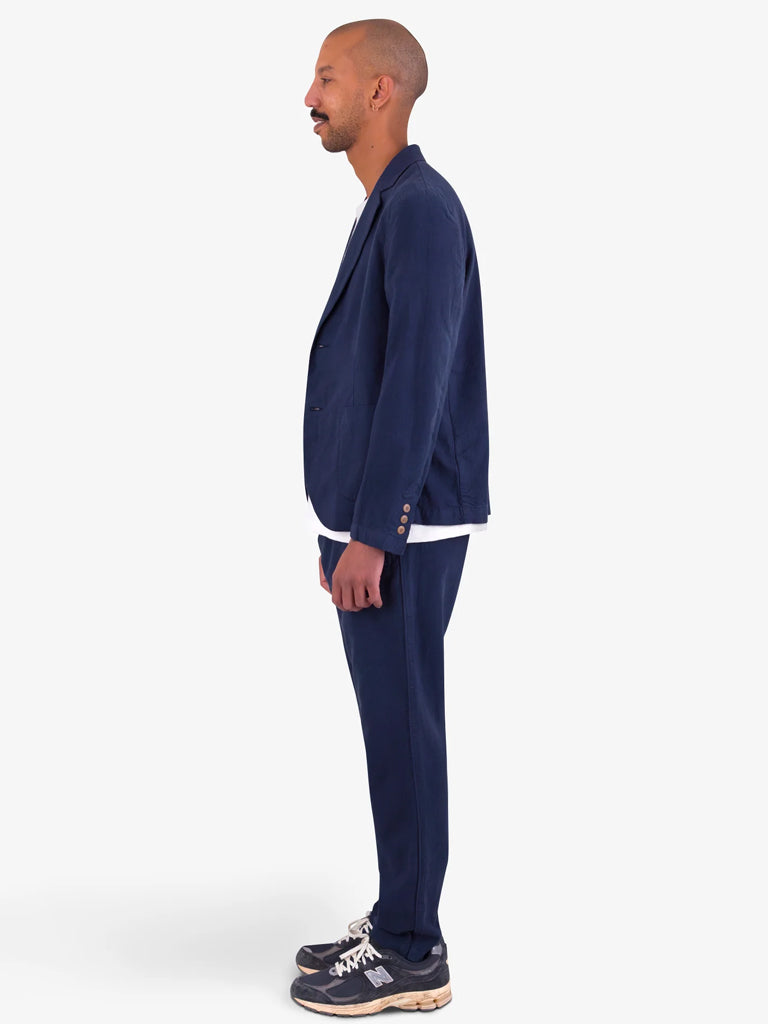 Folk Cotton Linen Drawcord Trouser in Soft Navy