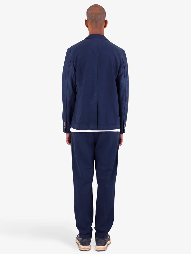 Folk Cotton Linen Drawcord Trouser in Soft Navy