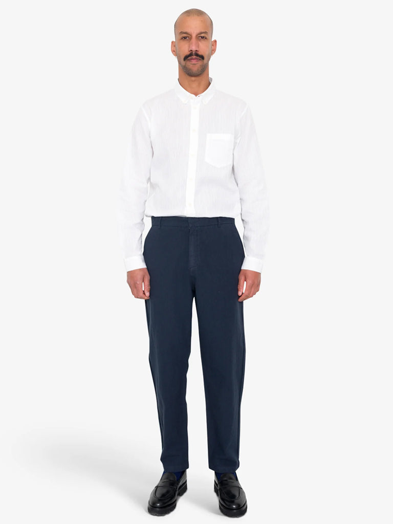 Folk Cotton Linen Trouser Fixed in Soft Navy