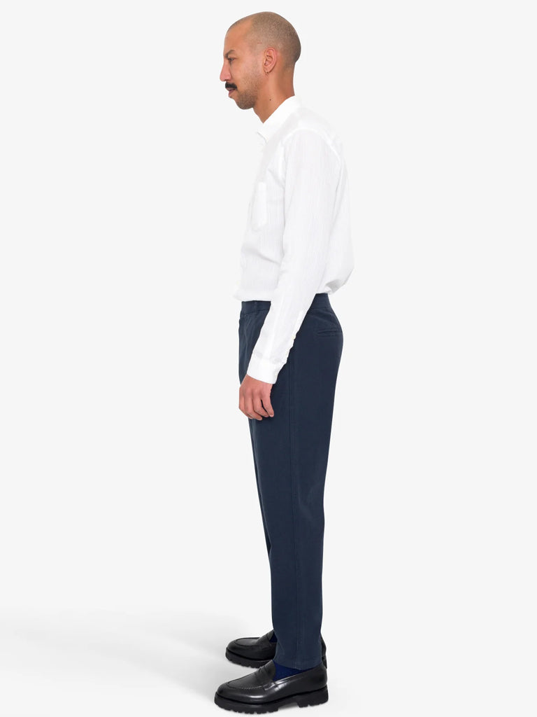 Folk Cotton Linen Trouser Fixed in Soft Navy