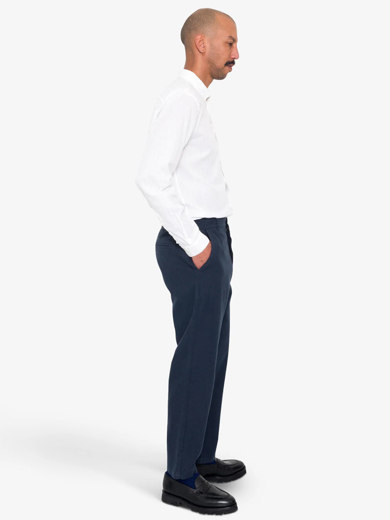 Folk Cotton Linen Trouser Fixed in Soft Navy