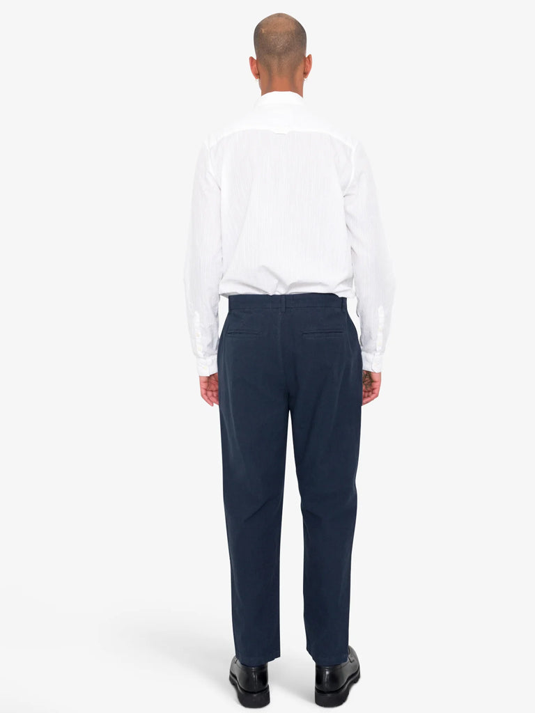 Folk Cotton Linen Trouser Fixed in Soft Navy