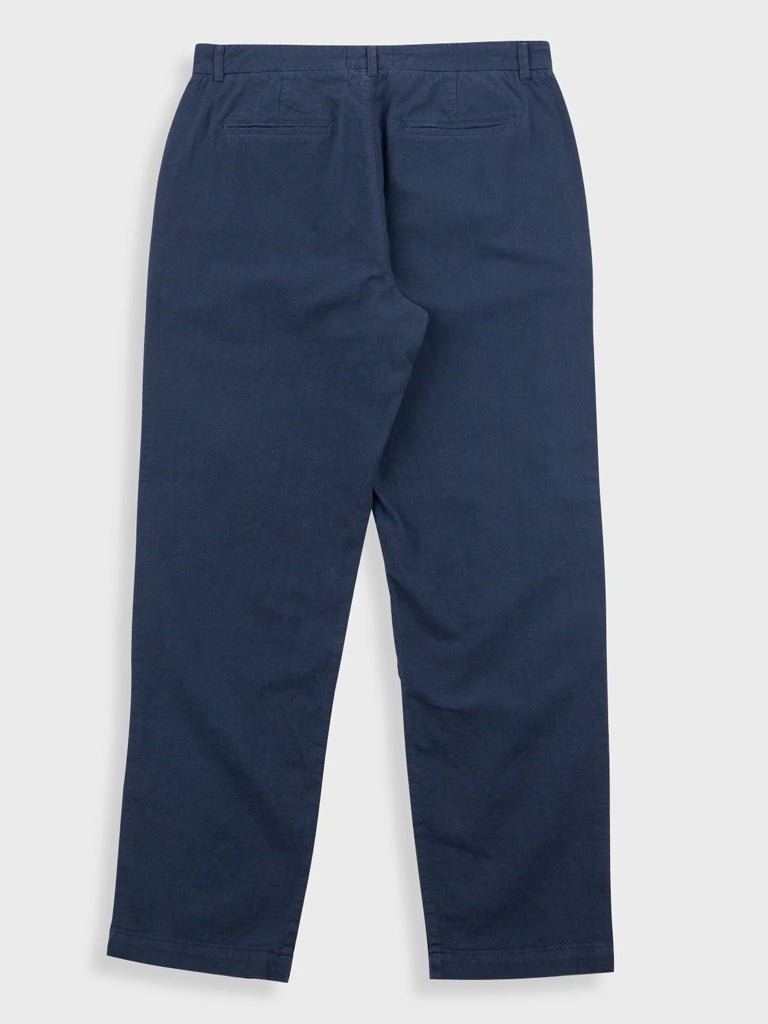 Folk Cotton Linen Trouser Fixed in Soft Navy