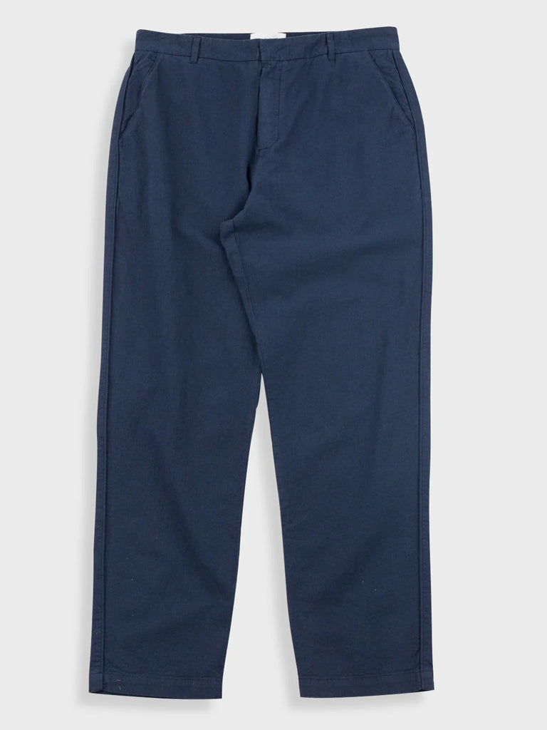 Folk Cotton Linen Trouser Fixed in Soft Navy