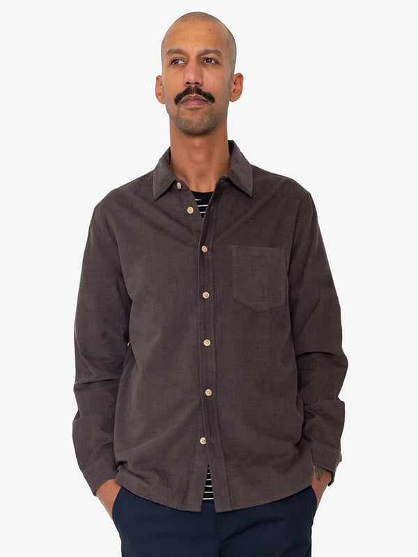 Folk Direction Babycord Shirt in Black Grape