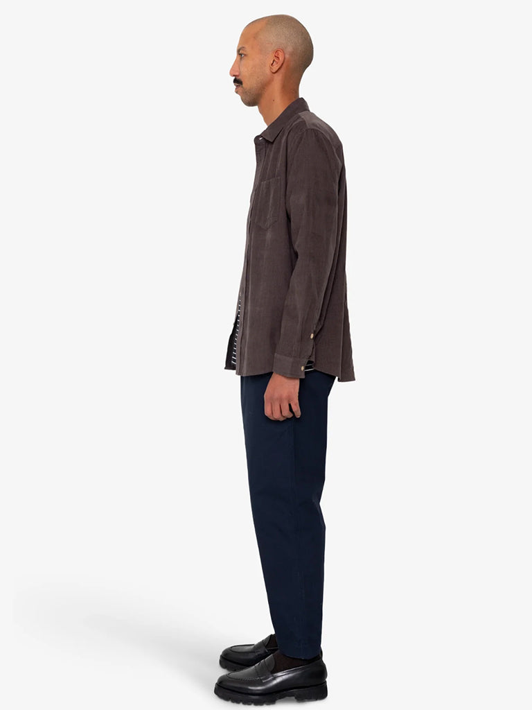 Folk Direction Babycord Shirt in Black Grape