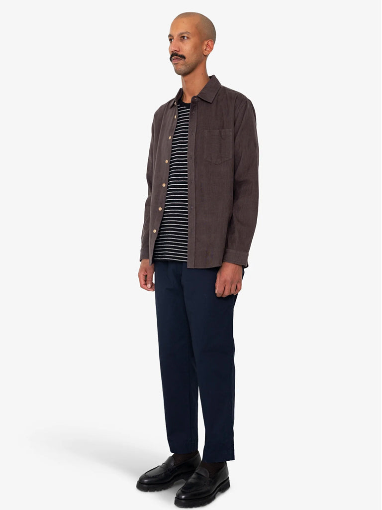Folk Direction Babycord Shirt in Black Grape