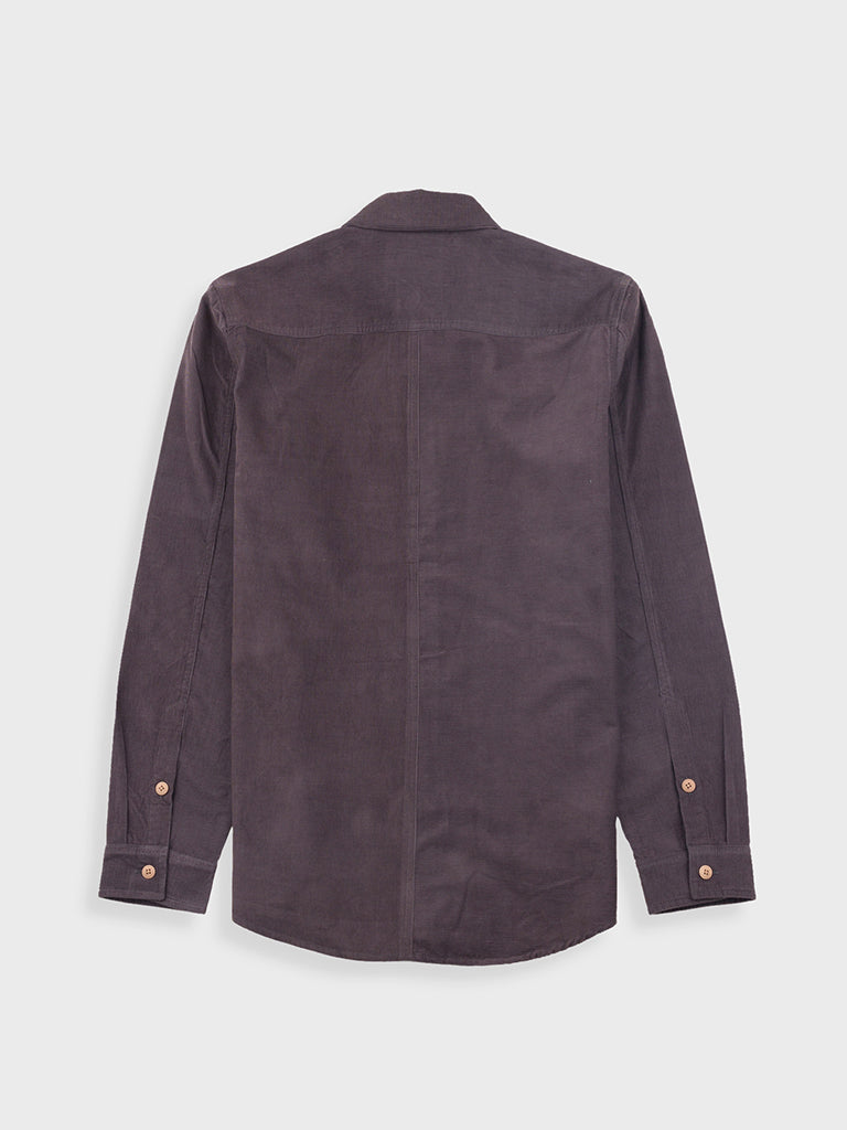 Folk Direction Babycord Shirt in Black Grape