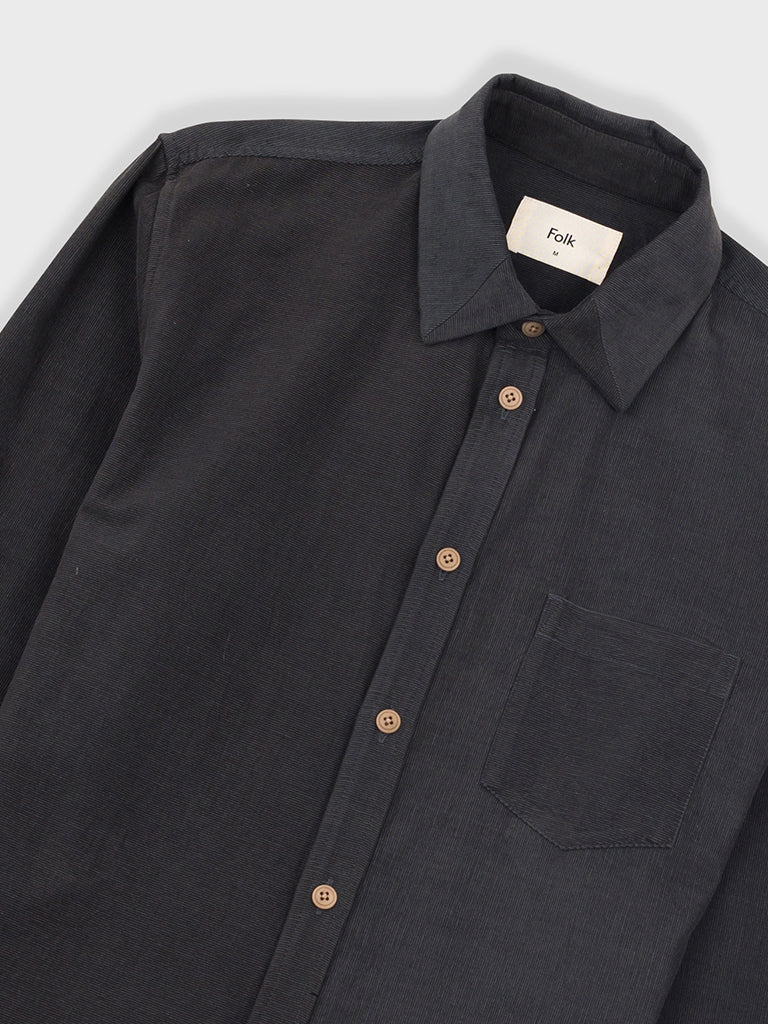 Folk Direction Babycord Shirt in Charcoal
