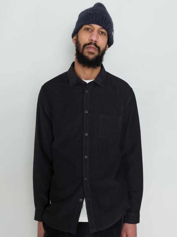 Folk Direction Babycord Shirt in Soft Black