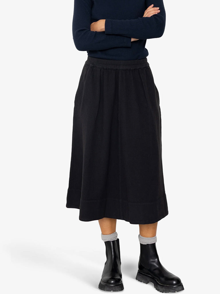 Folk Full Seam Skirt in Black Basketweave