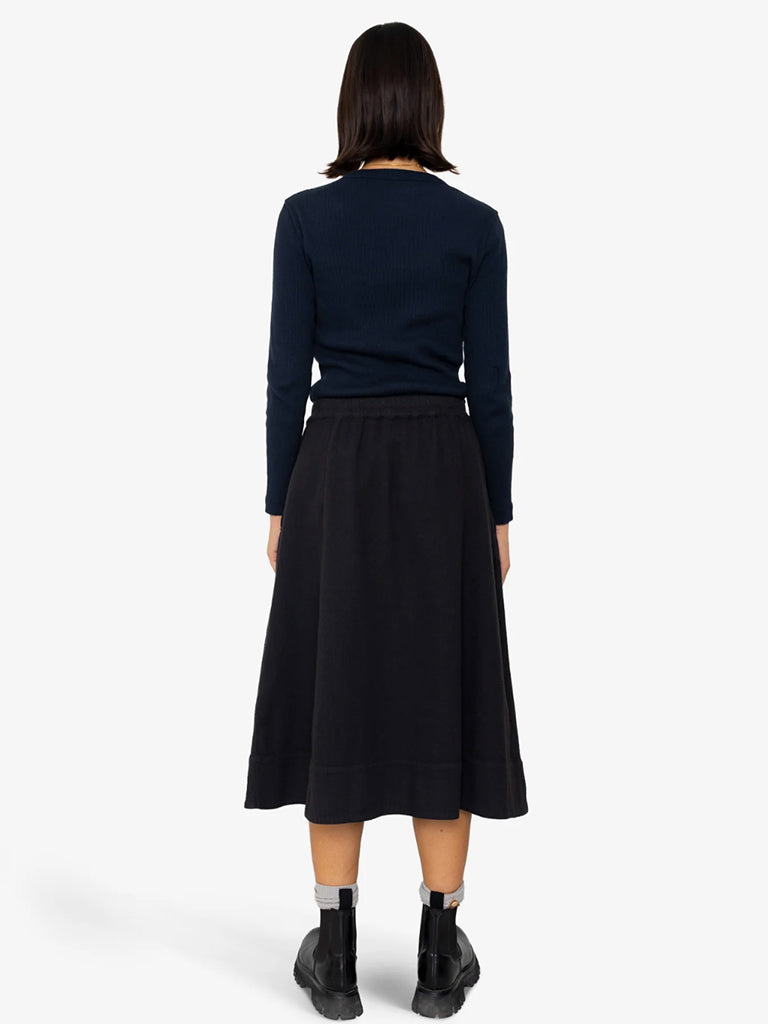 Folk Full Seam Skirt in Black Basketweave