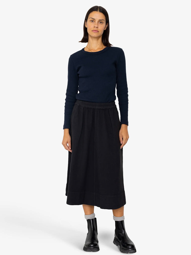 Folk Full Seam Skirt in Black Basketweave