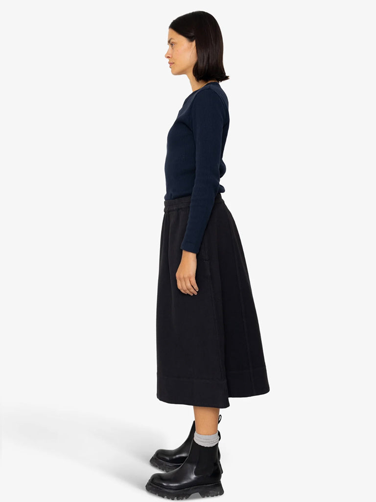 Folk Full Seam Skirt in Black Basketweave