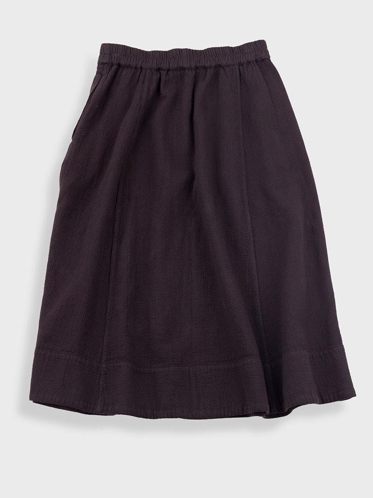 Folk Full Seam Skirt in Black Basketweave