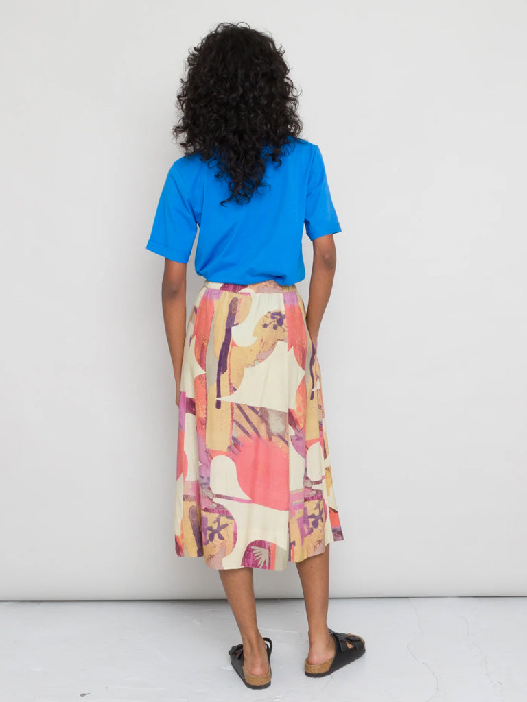 Folk Full Seam Skirt in Cut Out Print Coral Multi