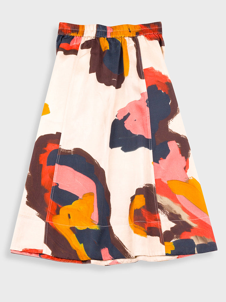 Folk Full Seam Skirt in Impasto Satin Print
