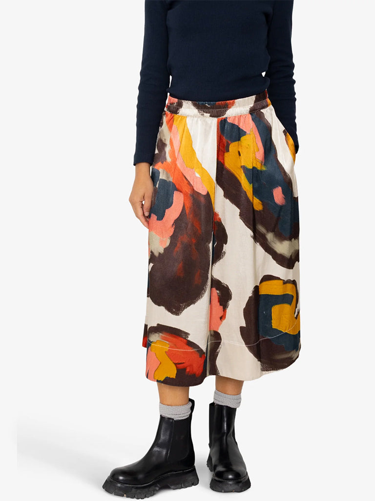 Folk Full Seam Skirt in Impasto Satin Print