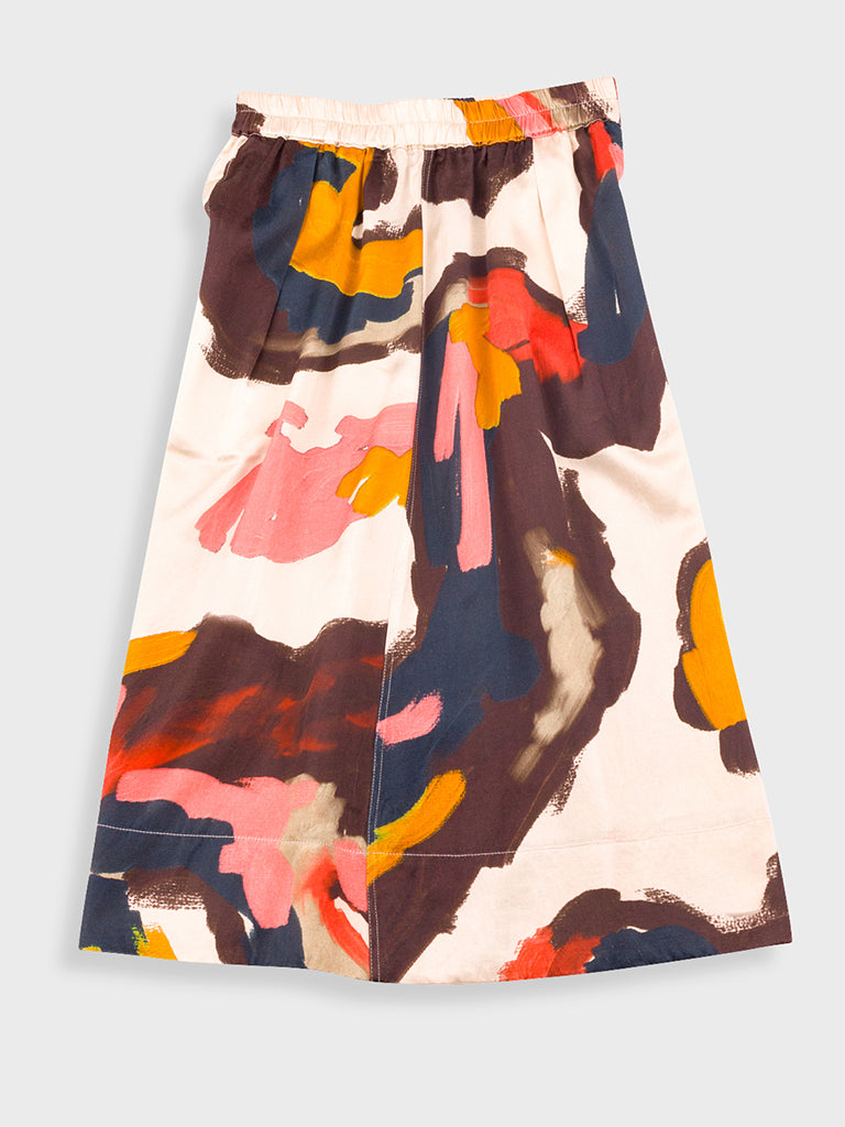 Folk Full Seam Skirt in Impasto Satin Print