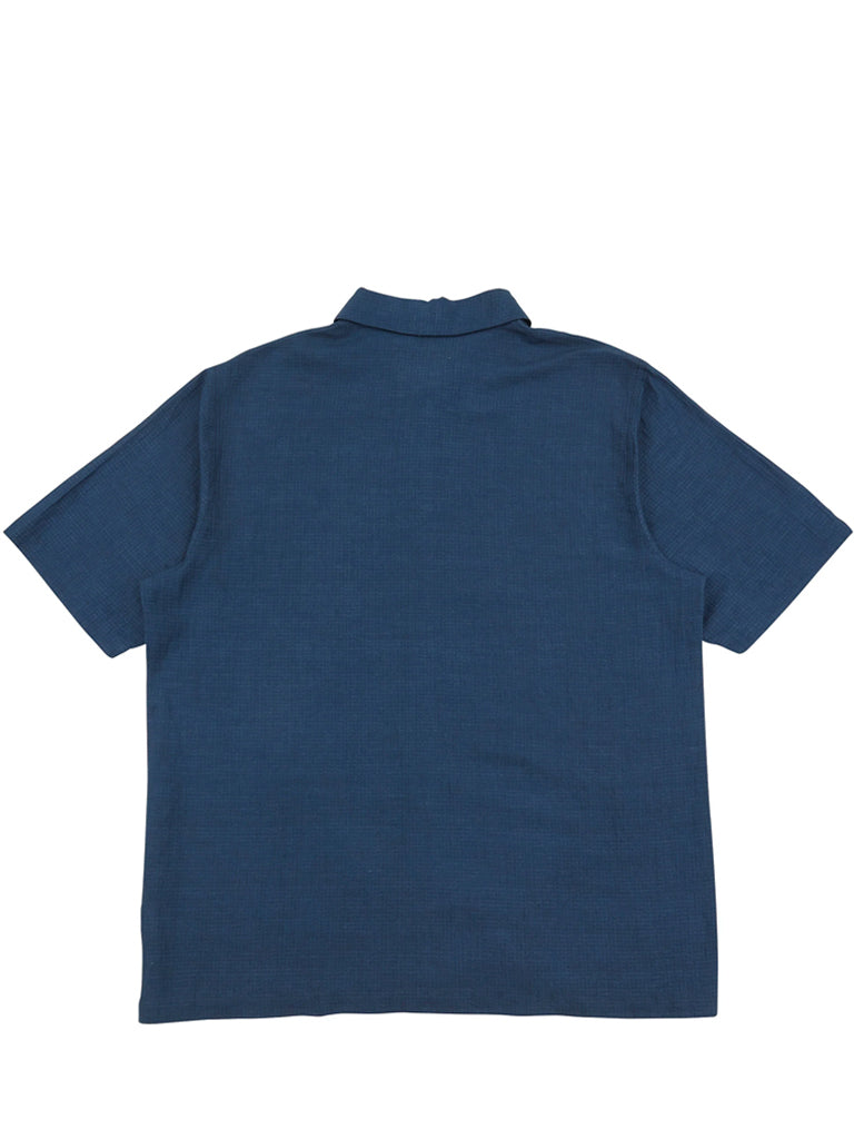 Folk Gabe Shirt in Ash Navy Linen Grid