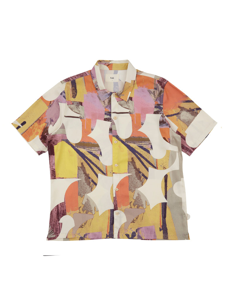 Folk Gabe Shirt in Cut Out Print Coral Multi
