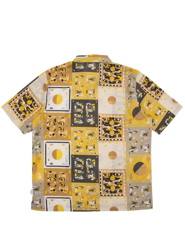 Folk Gabe Shirt in Lemon Tile Wave