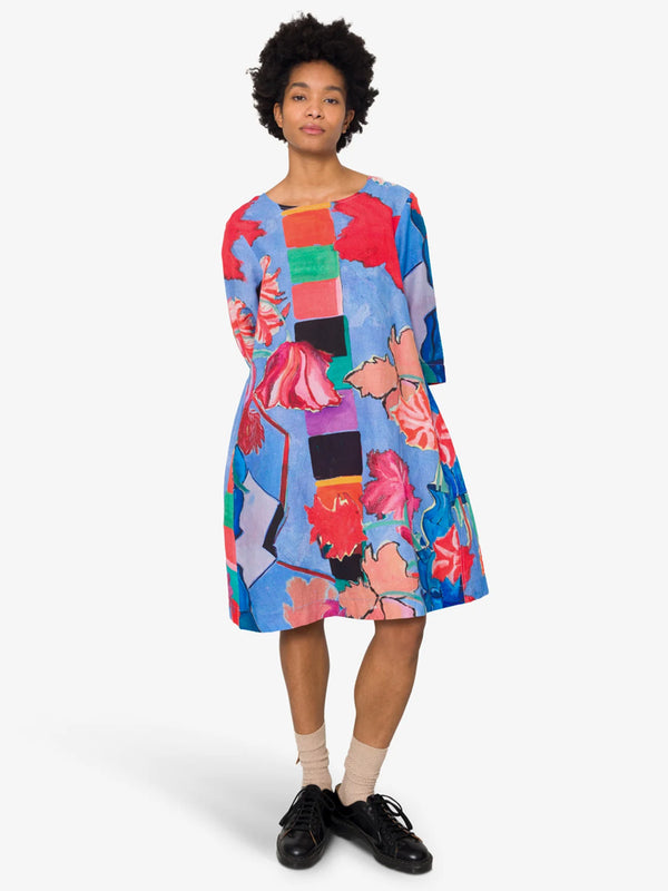 Folk Joanna Day Dress in Blue Tulip