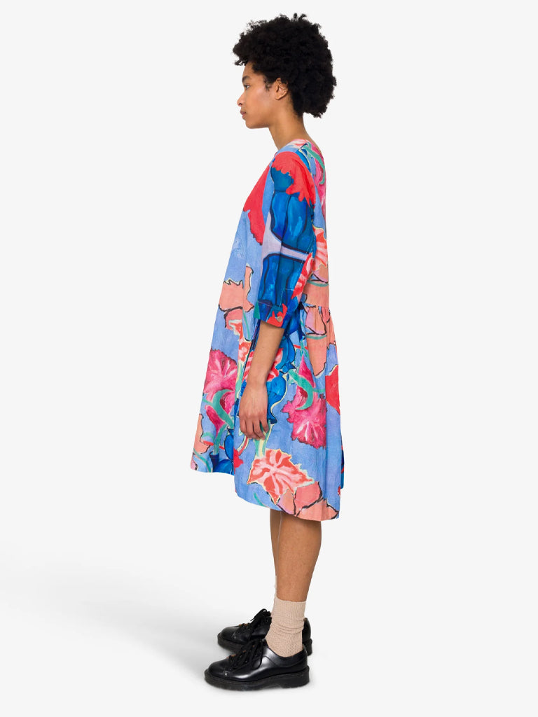 Folk Joanna Day Dress in Blue Tulip