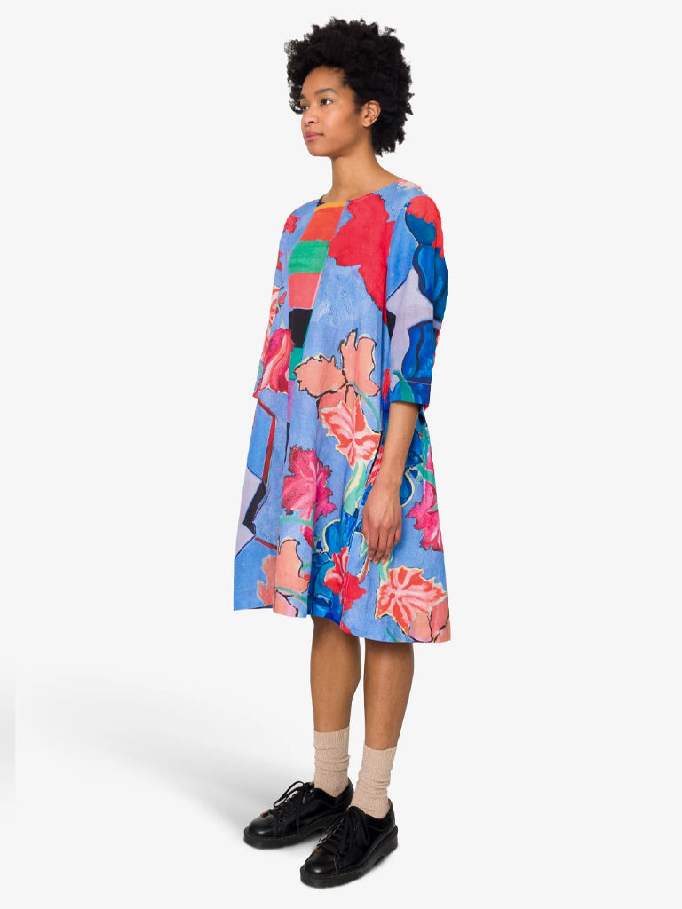 Folk Joanna Day Dress in Blue Tulip