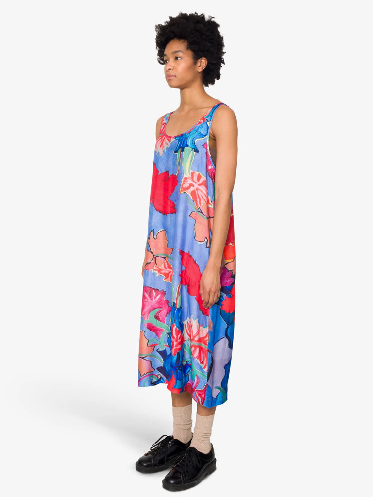 Folk Slip Dress in Blue Tulip