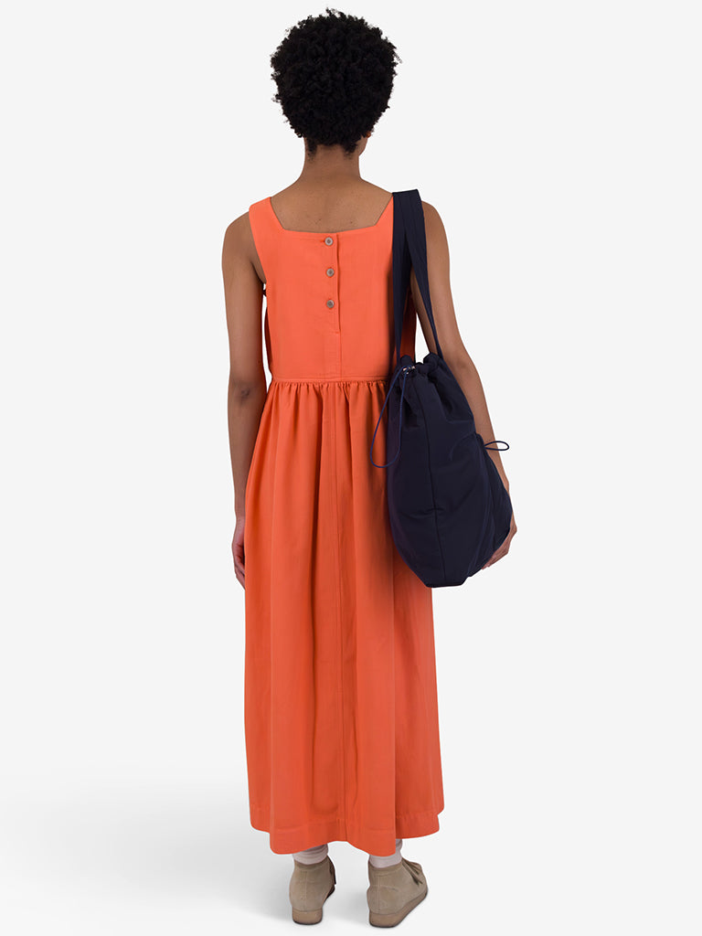 Folk Midi Day Dress in Dark Orange