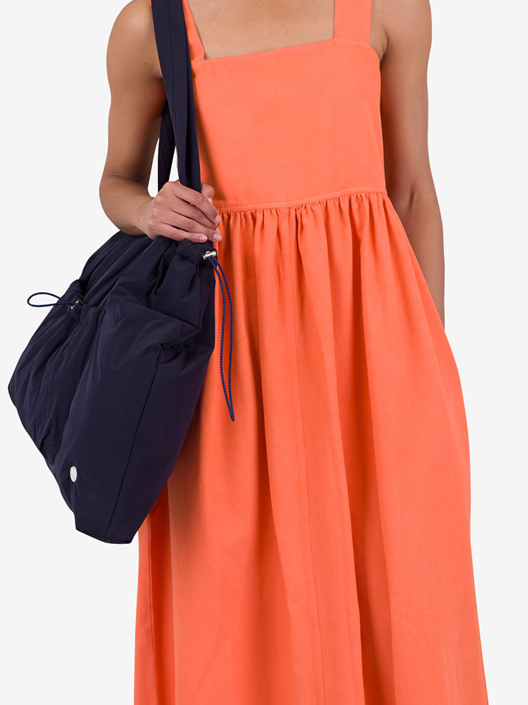 Folk Midi Day Dress in Dark Orange