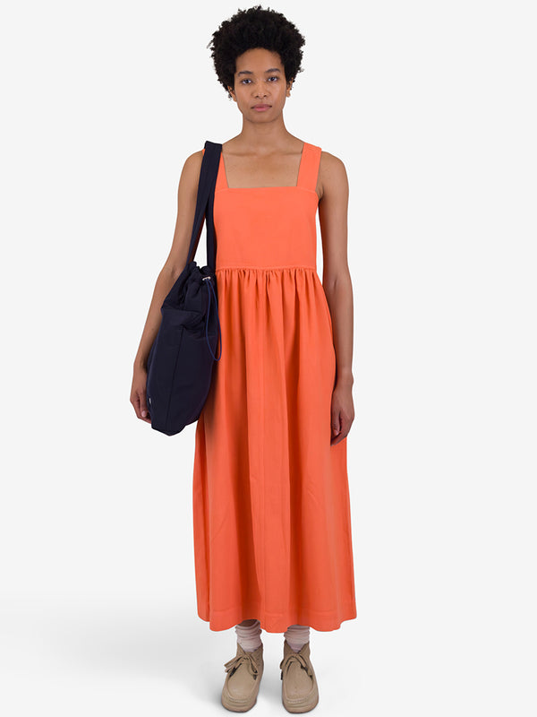 Folk Midi Day Dress in Dark Orange