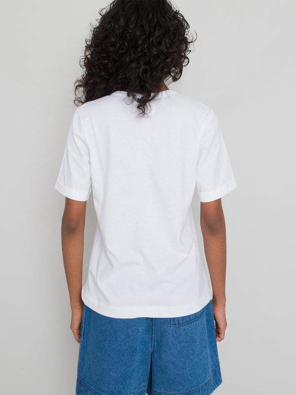 Folk Multi Stitch T-Shirt in White