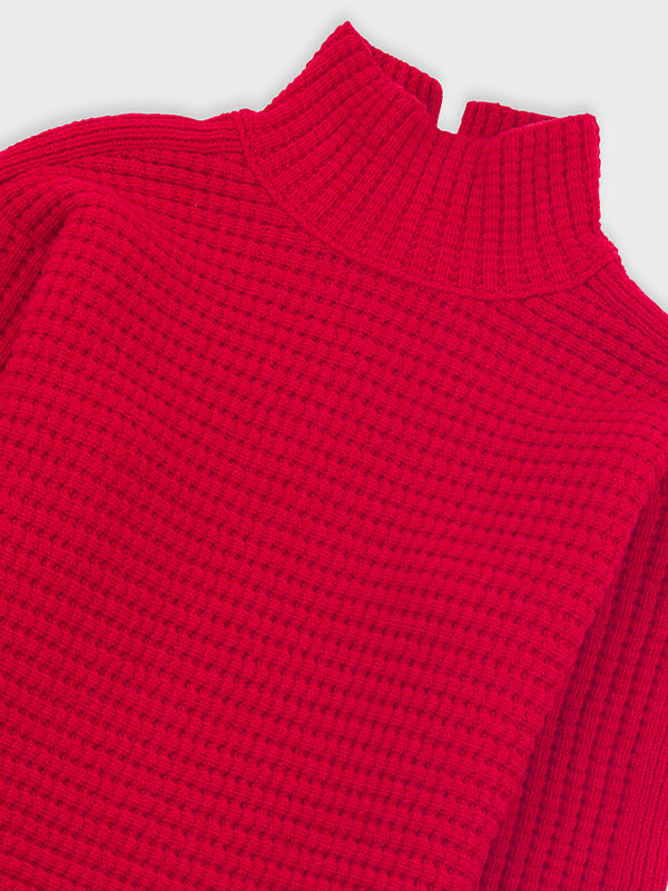 Folk Open Funnel Neck Jumper in Carnation